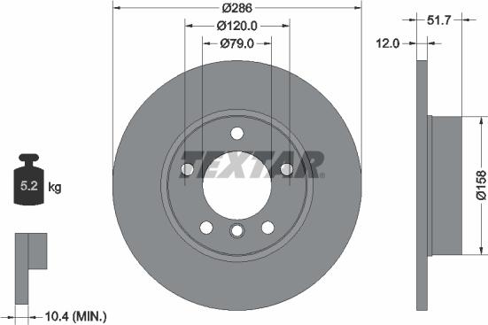 Textar 92055503 - Гальмівний диск autocars.com.ua