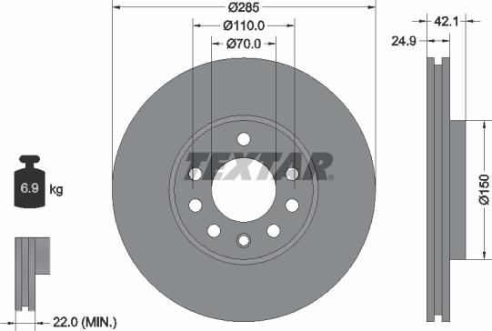 Textar 89016500 - Дисковый тормозной механизм, комплект avtokuzovplus.com.ua