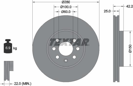 Textar 92124600 - Гальмівний диск autocars.com.ua