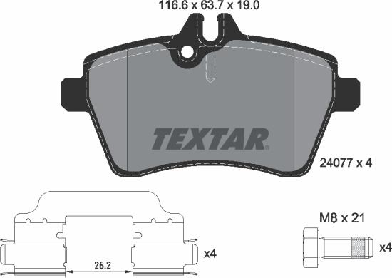 Textar 89017500 - Комплект гальм, дисковий гальмівний механізм autocars.com.ua