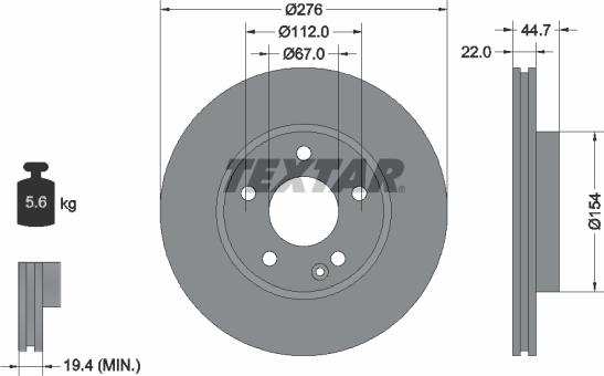 Textar 92131900 - Гальмівний диск autocars.com.ua