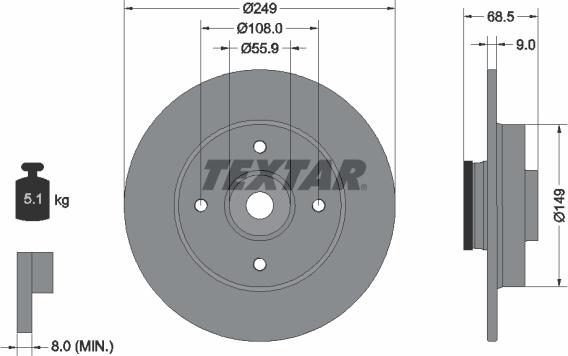 Textar 89017700 - Комплект гальм, дисковий гальмівний механізм autocars.com.ua