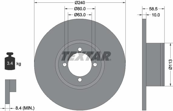 Textar 92001100 - Гальмівний диск autocars.com.ua