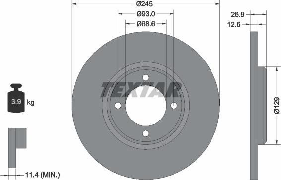 Textar 92008200 - Гальмівний диск autocars.com.ua