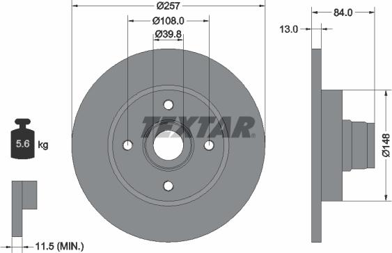 Textar 92012500 - Гальмівний диск autocars.com.ua