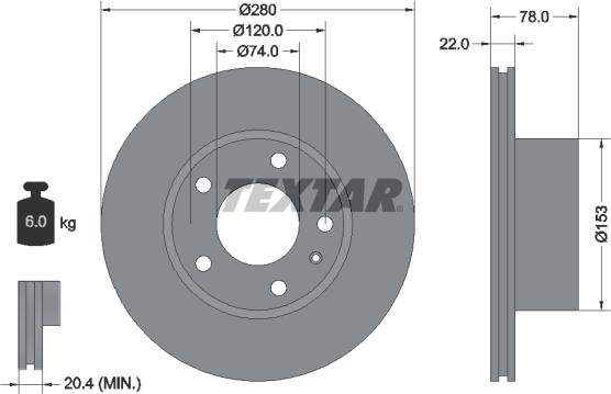 Textar 92013800 - Гальмівний диск autocars.com.ua