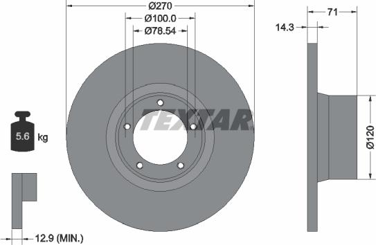 Textar 92014900 - Гальмівний диск autocars.com.ua