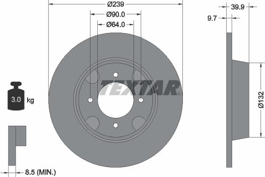 Textar 92020600 - Гальмівний диск autocars.com.ua