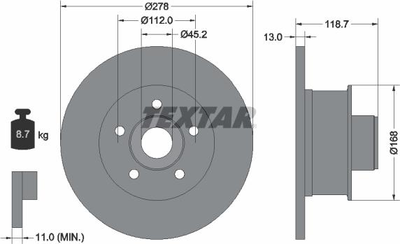 Textar 92022000 - Гальмівний диск autocars.com.ua