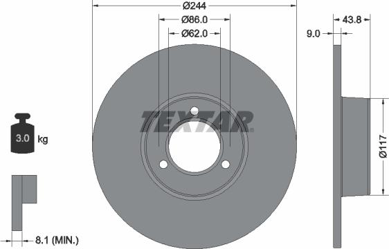 Textar 92022100 - Гальмівний диск autocars.com.ua