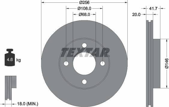 Textar 92026200 - Гальмівний диск autocars.com.ua