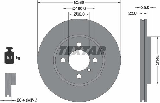 Textar 92026500 - Гальмівний диск autocars.com.ua