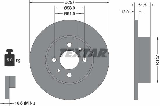 Textar 92027000 - Гальмівний диск autocars.com.ua