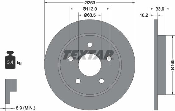 Textar 92032400 - Гальмівний диск autocars.com.ua