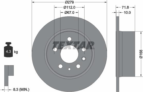 Textar 92032600 - Гальмівний диск autocars.com.ua