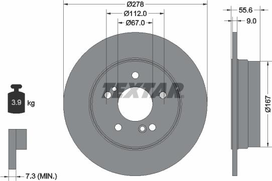 Textar 92032700 - Гальмівний диск autocars.com.ua