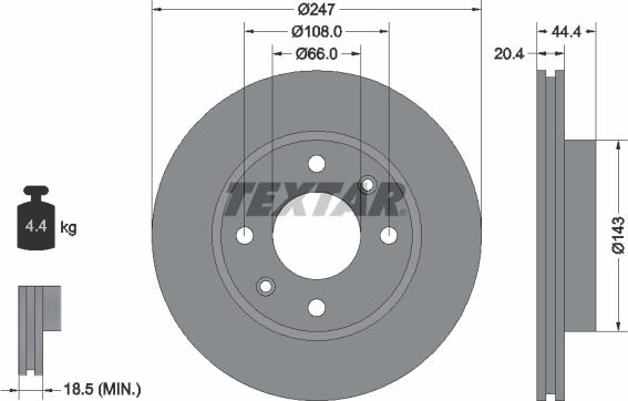 Textar 92033800 - Гальмівний диск autocars.com.ua