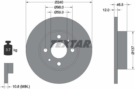 Textar 92034500 - Гальмівний диск autocars.com.ua