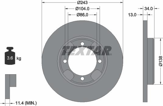 Textar 92034600 - Гальмівний диск autocars.com.ua