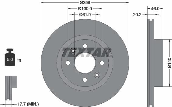 Textar 92036400 - Тормозной диск avtokuzovplus.com.ua