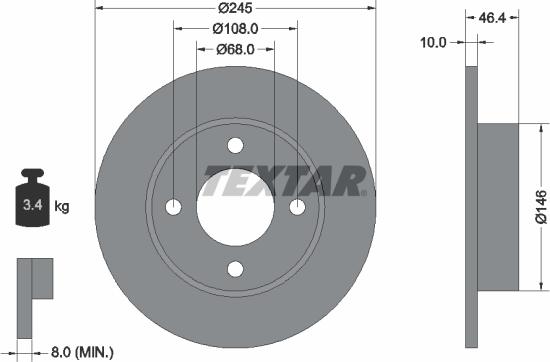 Textar 92037300 - Гальмівний диск autocars.com.ua