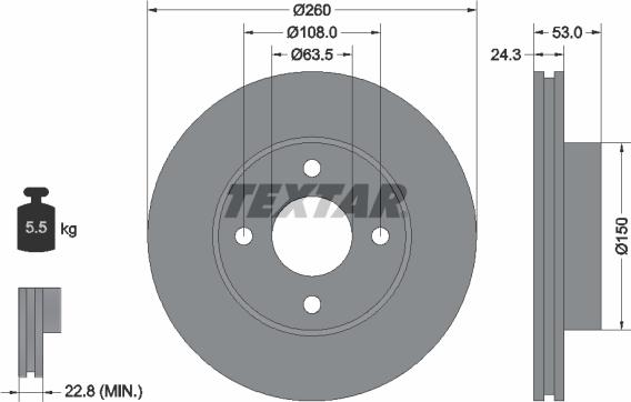 Textar 92037600 - Тормозной диск avtokuzovplus.com.ua