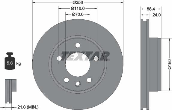 Textar 92038100 - Гальмівний диск autocars.com.ua