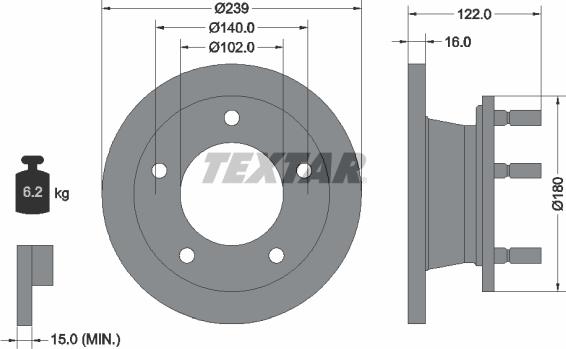 Textar 92038900 - Гальмівний диск autocars.com.ua