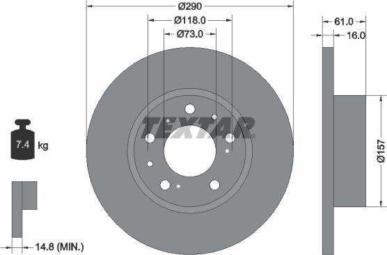 Textar 92042900 - Гальмівний диск autocars.com.ua