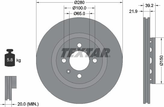 Textar 92043500 - Тормозной диск avtokuzovplus.com.ua