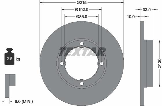 Textar 92043800 - Гальмівний диск autocars.com.ua