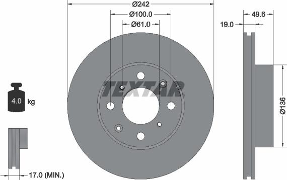 Textar 92046200 - Тормозной диск avtokuzovplus.com.ua