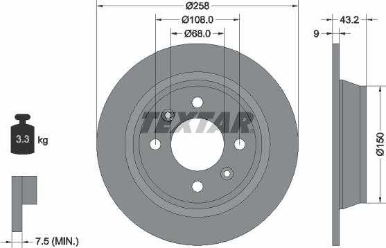 Textar 92048500 - Тормозной диск avtokuzovplus.com.ua