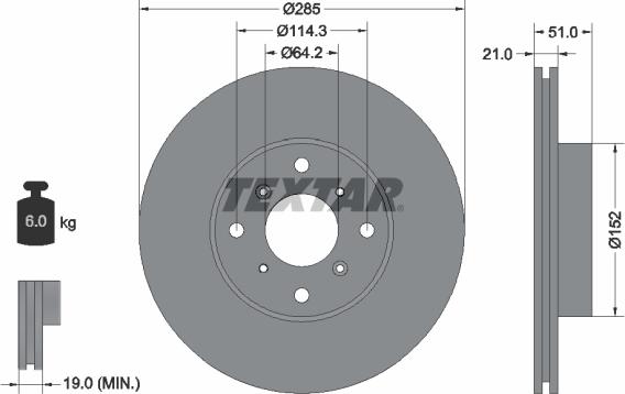 Textar 92048900 - Гальмівний диск autocars.com.ua