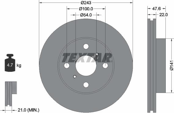 Textar 92049900 - Гальмівний диск autocars.com.ua