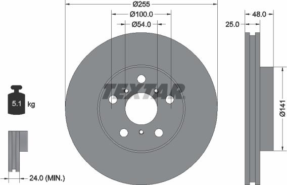 Textar 92052900 - Гальмівний диск autocars.com.ua