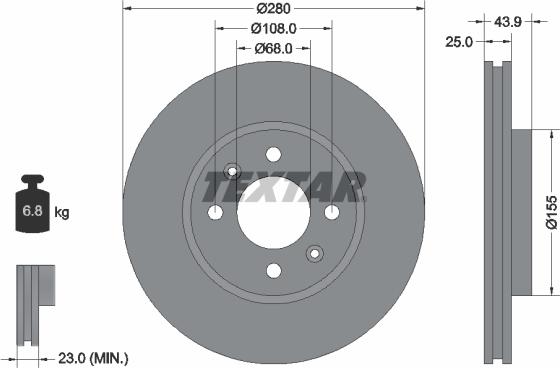 Textar 92053800 - Гальмівний диск autocars.com.ua