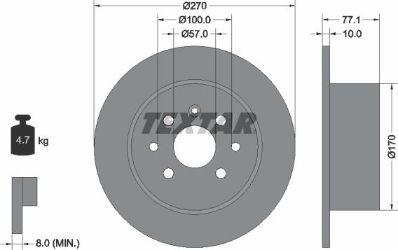 Textar 92054700 - Тормозной диск avtokuzovplus.com.ua