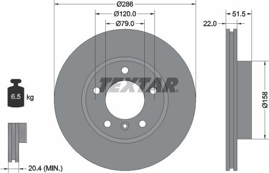 Textar 92055600 - Гальмівний диск autocars.com.ua