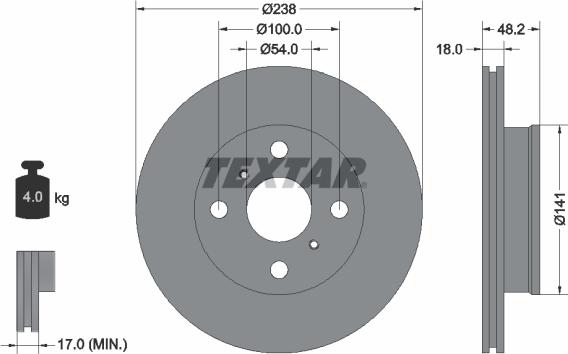 Textar 92055800 - Тормозной диск autodnr.net