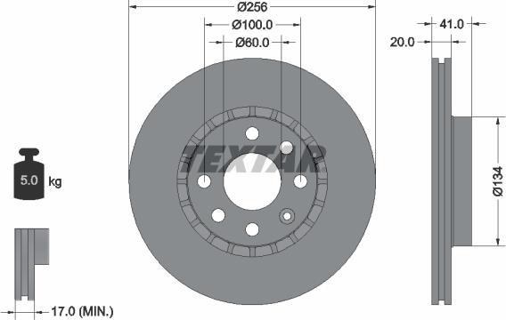 Textar 92056500 - Тормозной диск avtokuzovplus.com.ua