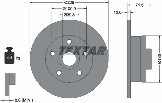 Textar 92057205 - Тормозной диск avtokuzovplus.com.ua