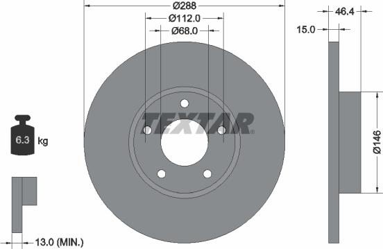 Textar 92057403 - Гальмівний диск autocars.com.ua