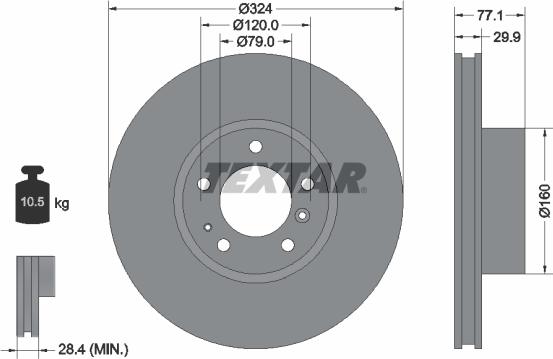 Textar 92058300 - Гальмівний диск autocars.com.ua