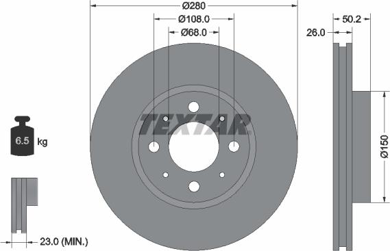 Textar 92058600 - Тормозной диск avtokuzovplus.com.ua