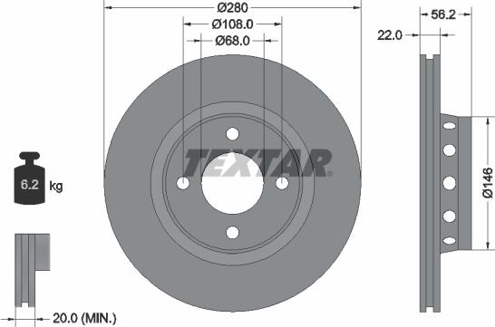 Textar 92060600 - Тормозной диск avtokuzovplus.com.ua