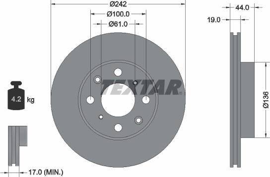 Textar 92060700 - Гальмівний диск autocars.com.ua