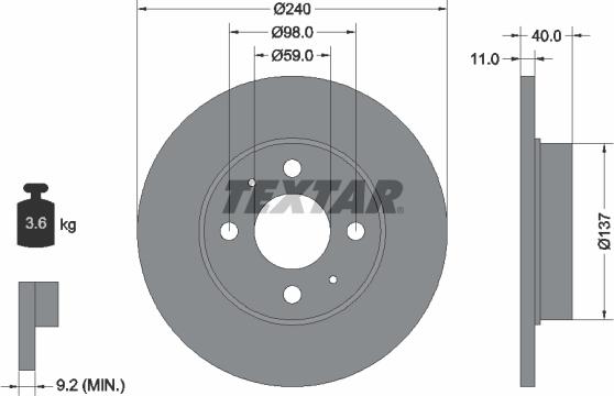 Textar 92061100 - Тормозной диск avtokuzovplus.com.ua