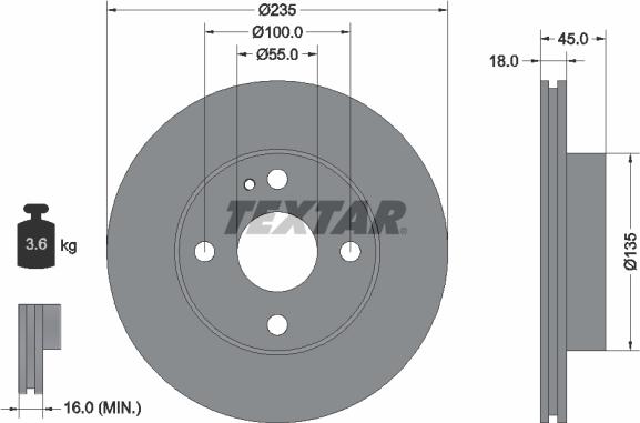 Textar 92061500 - Гальмівний диск autocars.com.ua