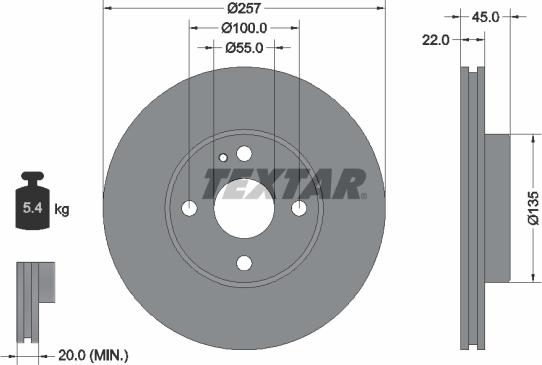 Textar 92061600 - Тормозной диск avtokuzovplus.com.ua